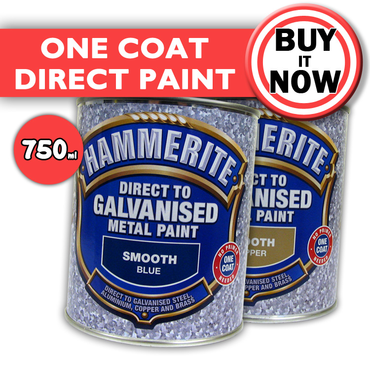ONE COAT METAL PAINT Hammerite Direct To Galvanised Steel Aluminium