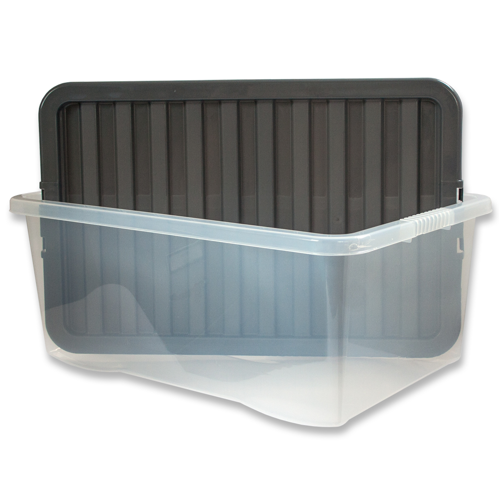 CLEAR PLASTIC STORAGE BOX 45 LTR, LITRE/ BIG STACKER BOXES LARGE